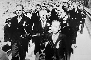 Procession of IOC members at the 10th Olympic Games held in Los Angeles in 1932.