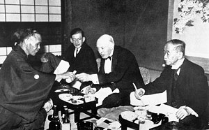 Banquet to welcome IOC President Count Henri de Baillet-Latour to Japan in 1936.