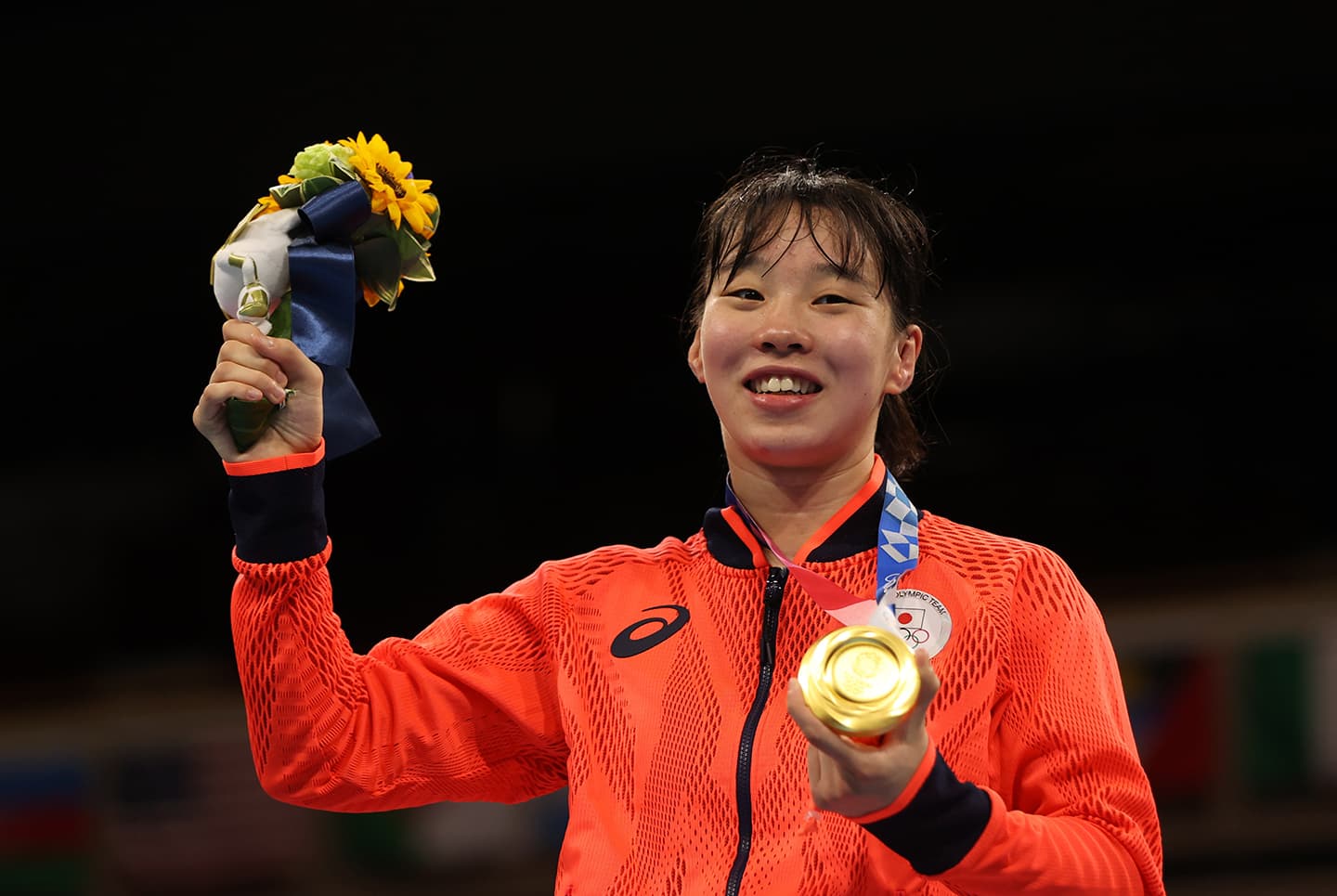 東京2020大会で金メダルを獲得した女子フェザー級の入江聖奈選手