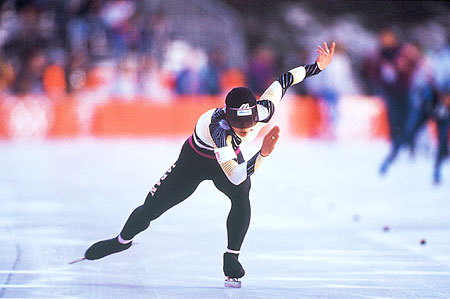 1992（平成４）年アルベールビル（フランス）冬季大会にスピードスケート女子1500mで銅メダルを獲得した橋本聖子選手。 Photo:Getty Images/AFLO 