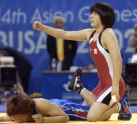 初採用の釜山大会で女子５５キロ級を制した吉田沙保里