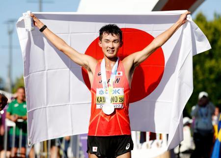 川野、３５キロ競歩で銀メダル 世界陸上、日本は最多４個