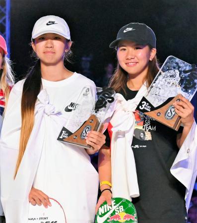 １４歳赤間が五輪予選初Ｖ スケボー第３戦、白井２位