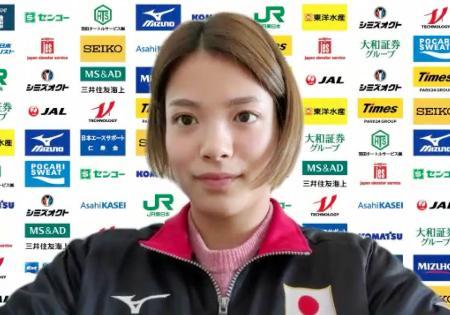 オンラインで取材に応じる柔道女子５２キロ級の阿部詩＝５日