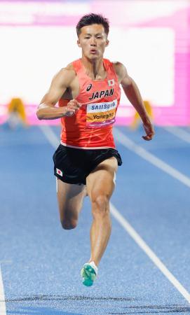 男子１００メートル決勝　力走する柳田大輝＝亀尾（共同）