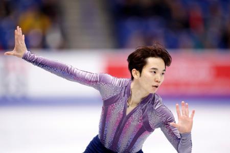 男子ＳＰで２位の友野一希＝サスカトゥーン（共同）