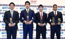 陸連、男子リレーの４人に記念盾 年間表彰式、リオ五輪で銀