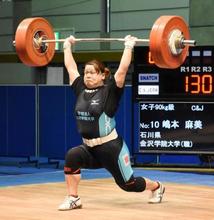 重量挙げ嶋本、女子９０キロ級Ｖ 全日本選手権
